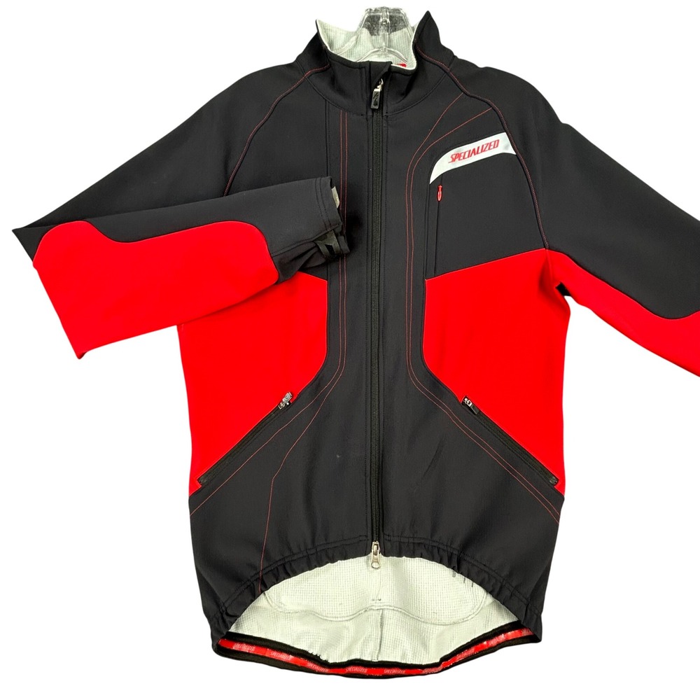 Specialized Thermal Cycling Jacket Mens M Red‎ Black Softshell Fleece Bicycling